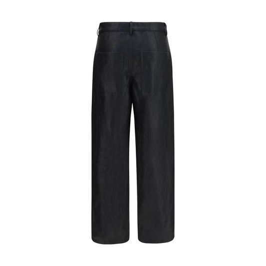 Black Polyester Casual Pants
