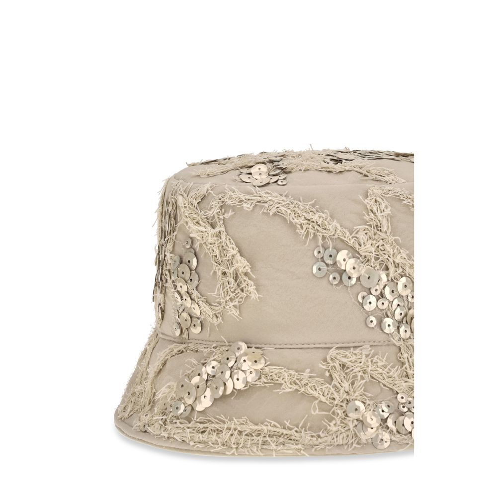 Beige Silk Bucket Hat
