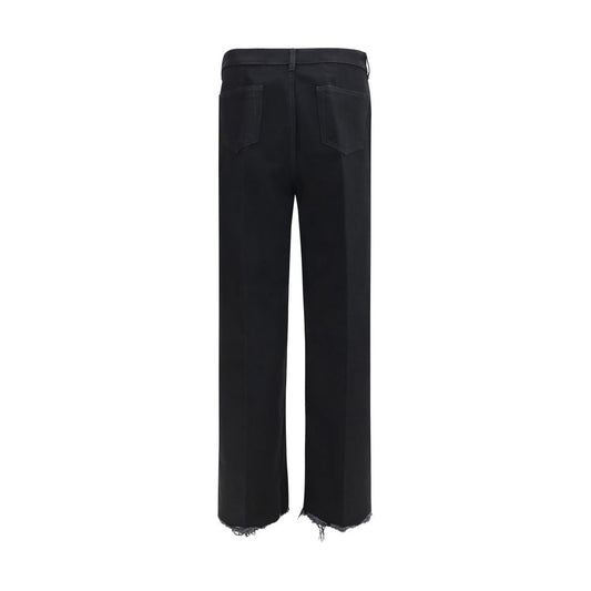 Black Cotton Flared Jeans