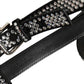 Black Leather Rhinestones Embellished Men Suspender