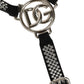 Black Leather Rhinestones Embellished Men Suspender