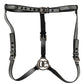 Black Leather Rhinestones Embellished Men Suspender