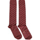 Maroon Polka Dot Over The Calf Accessory Socks