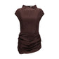 Brown Cotton Casual Dress