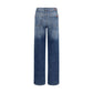 Blue Cotton Straight-Leg Jeans