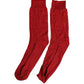 Men Red 100% Silk Mid Calf Accessory Socks
