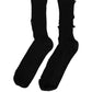 Black Cotton Distressed Mid Calf Accessory Socks