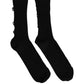Black Cotton Distressed Mid Calf Accessory Socks