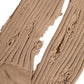 Beige Cotton Distressed Mid Calf Accessory Socks