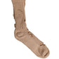 Beige Cotton Distressed Mid Calf Accessory Socks