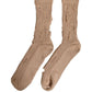 Beige Cotton Distressed Mid Calf Accessory Socks