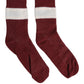 Burgundy White Stripes Cotton Mid Calf Accessory Socks