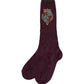 Burgundy Wool Crest Logo Knee High Accessory Socks