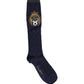 Navy Blue Wool Crest Logo Knee High Accessory Socks