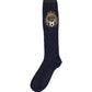 Navy Blue Wool Crest Logo Knee High Accessory Socks