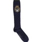 Navy Blue Wool Crest Logo Knee High Accessory Socks
