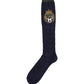 Navy Blue Wool Crest Logo Knee High Accessory Socks