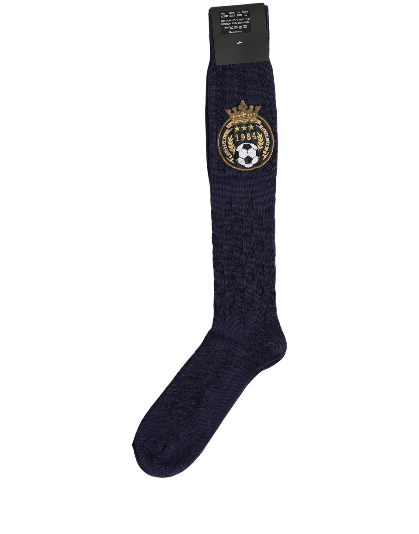 Navy Blue Wool Crest Logo Knee High Accessory Socks
