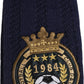 Navy Blue Wool Crest Logo Knee High Accessory Socks