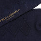Navy Blue Wool Crest Logo Knee High Accessory Socks