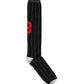 Men Black Pinstripe Logo Knee High Accessory Socks
