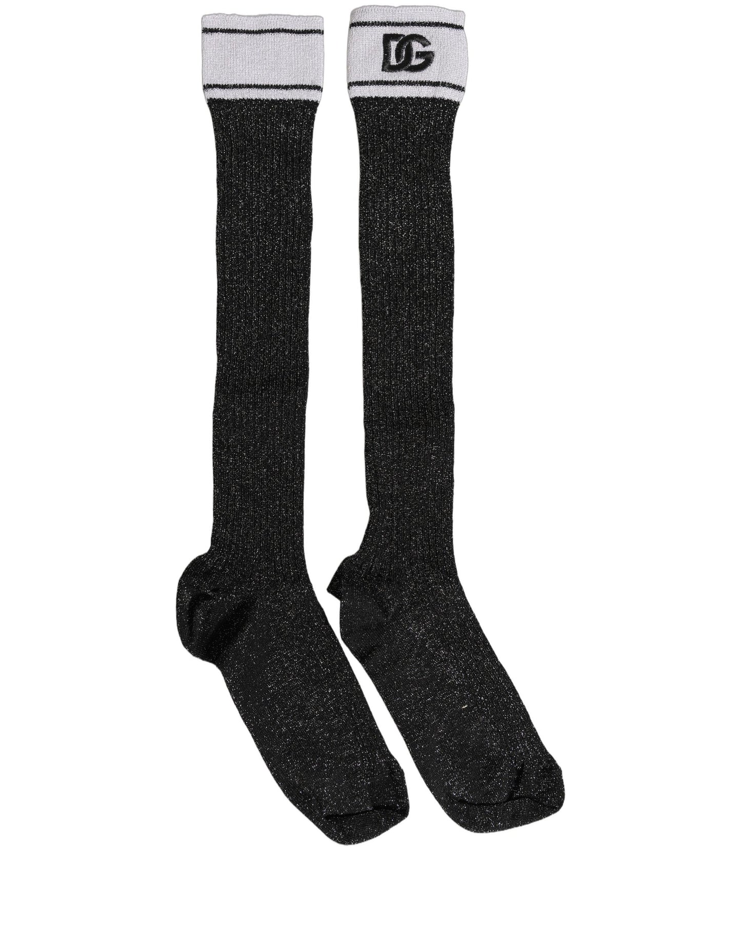 Black Viscose DG Logo Knee High Accessory Socks