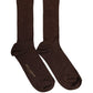 Dark Brown Viscose Logo Mid Calf Accessory Socks