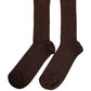 Dark Brown Viscose Logo Mid Calf Accessory Socks