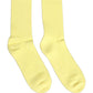 Yellow Cotton Ribbed Mid Calf Women Accessory Socks