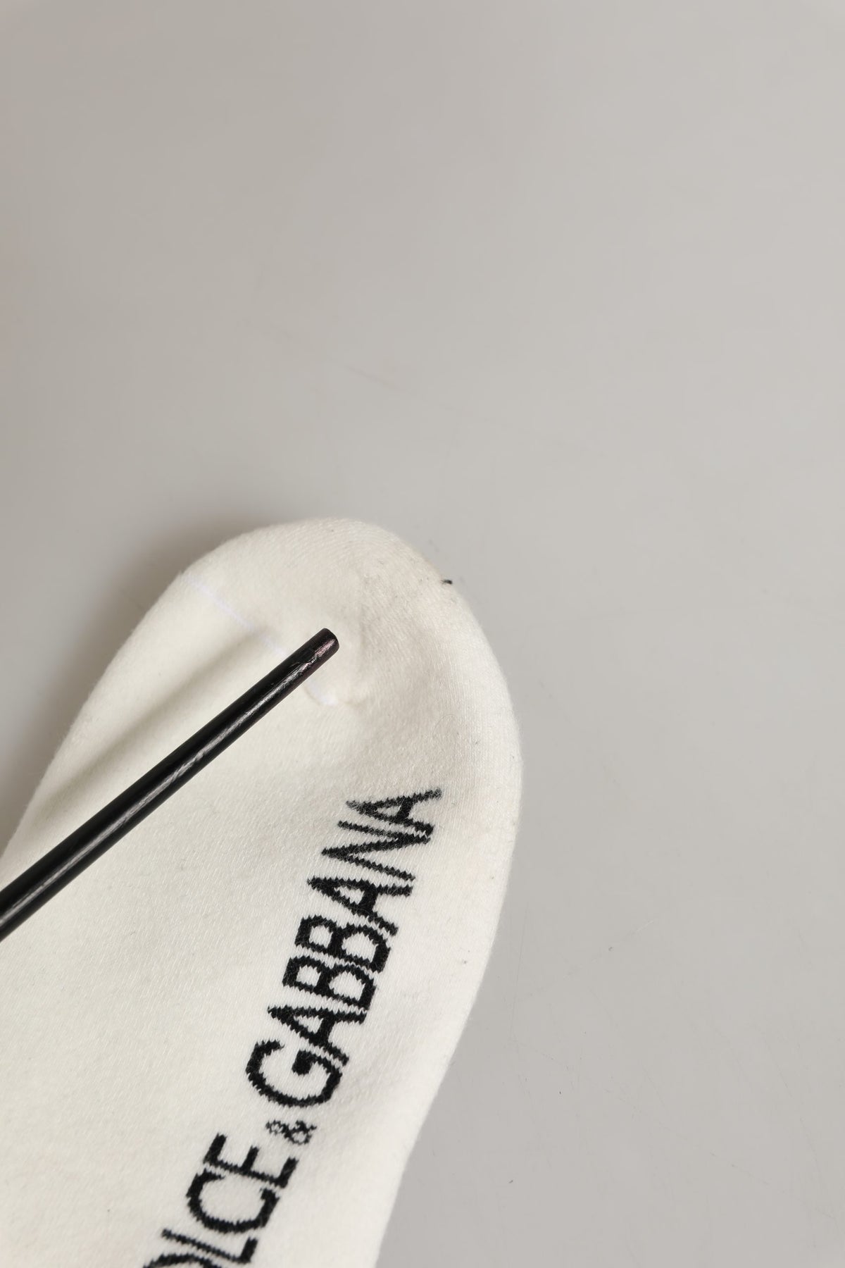 White Black Cotton Ankle Length DG Logo Socks