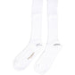 White Cotton Ribbed Logo Over The Calf Women Socks