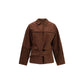 Brown Cotton Full-Length Jacket