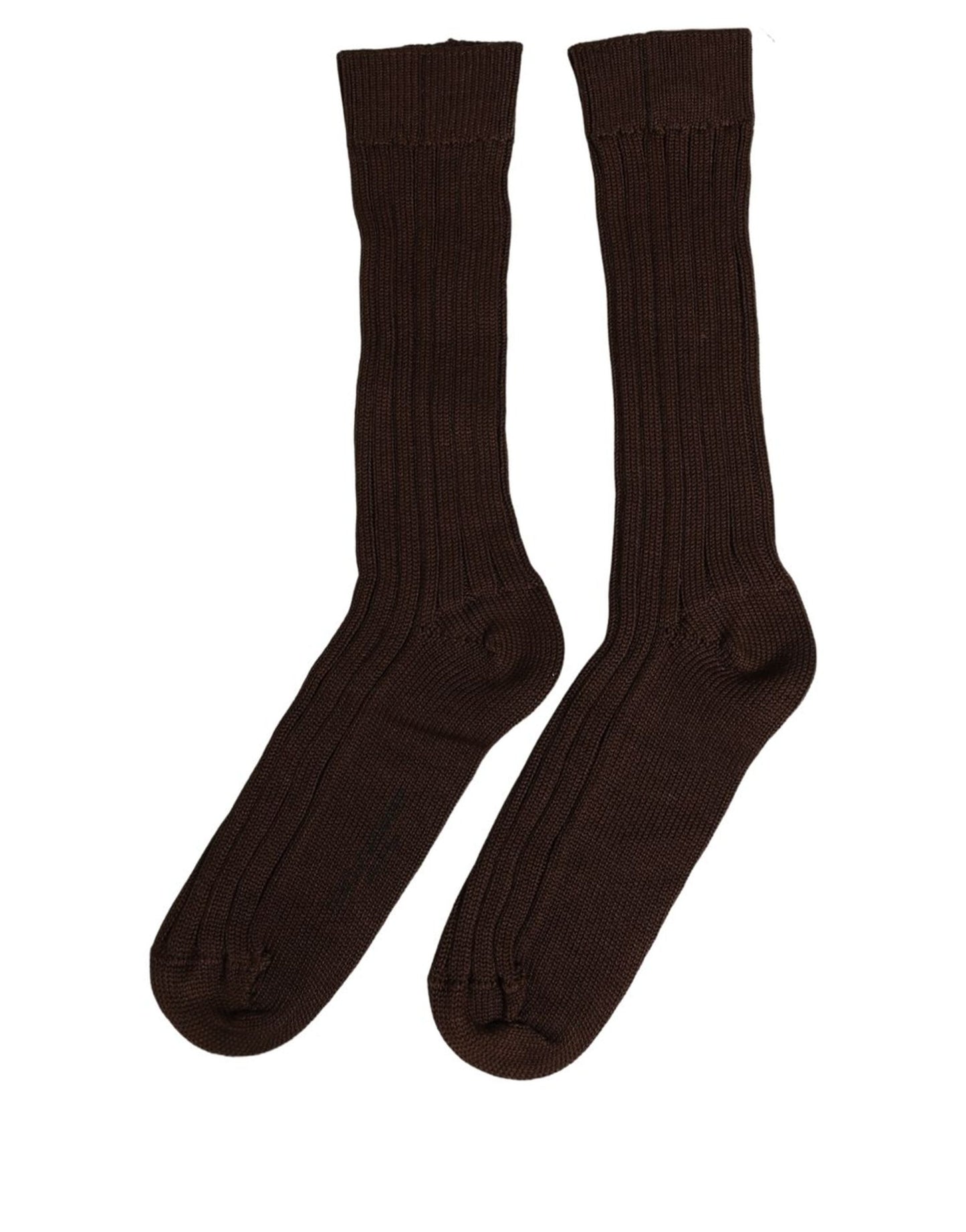Dark Brown Nylon Ribbed Over The Calf Socks
