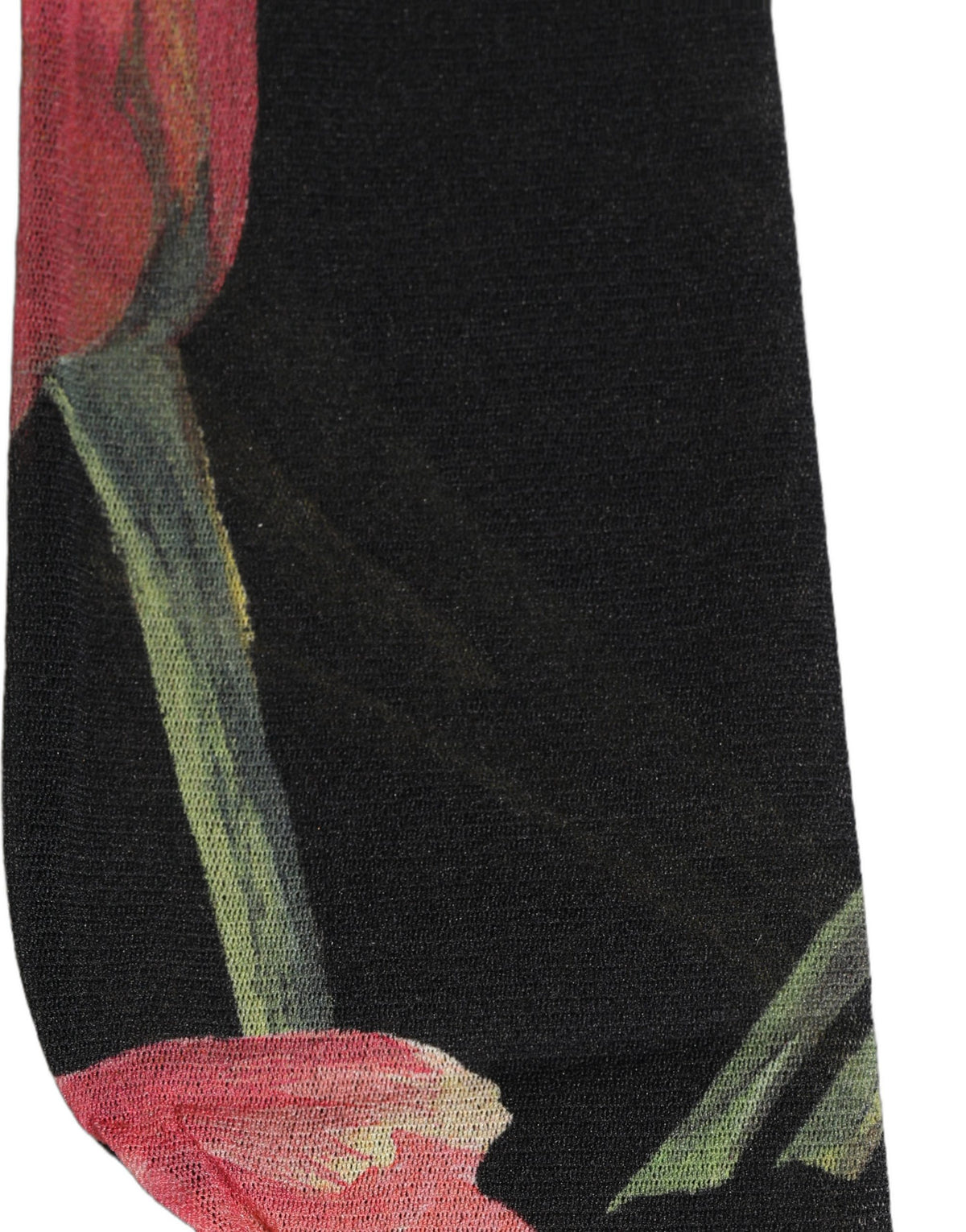 Black Pink Floral Tulip Nylon Stockings Socks