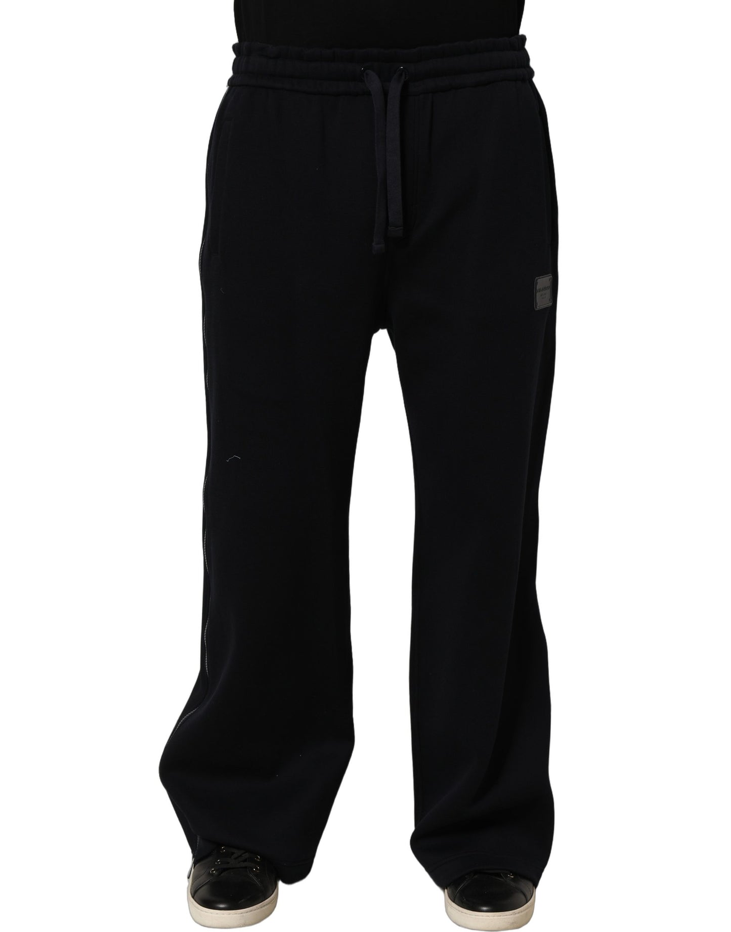 Dark Blue Relaxed Wide Leg Men Jogger Pants