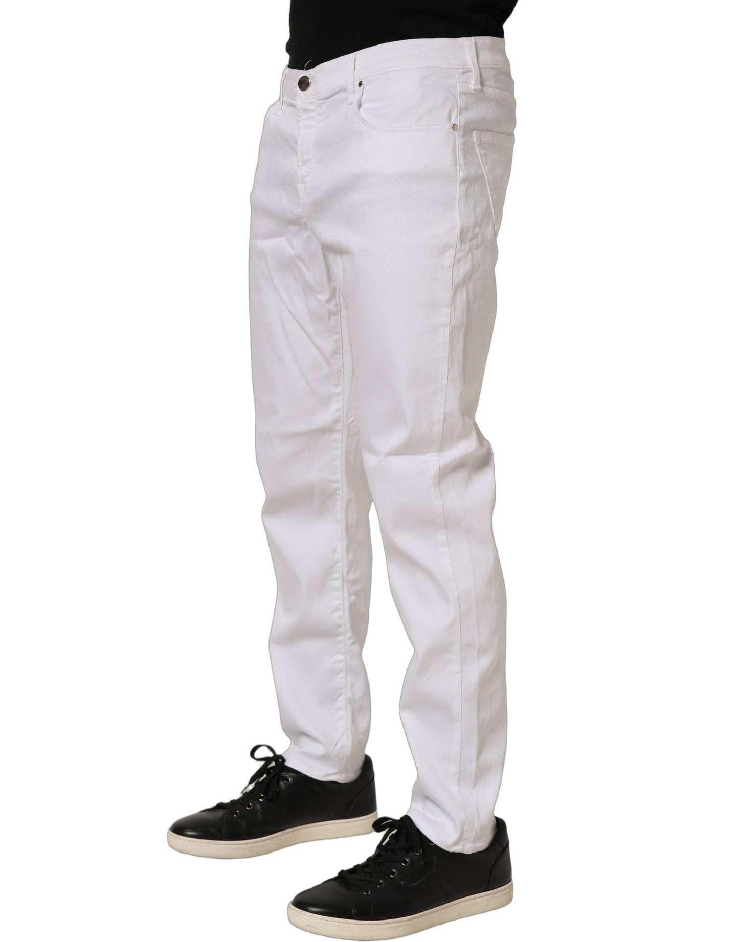 White Skinny Fit Mid Waist Men Denim Trouser Jeans