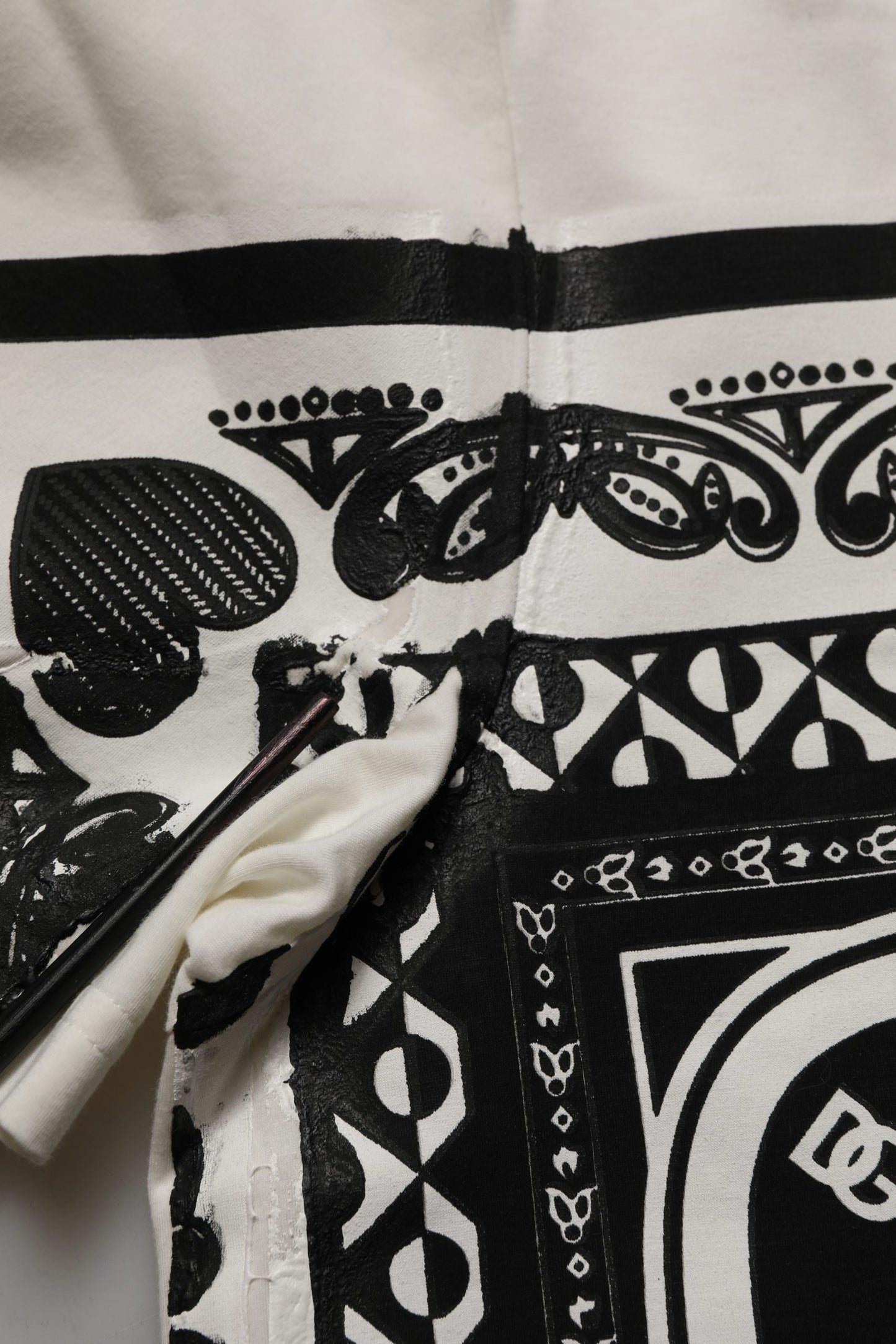 White Bandana Print Cotton Crew Neck T-shirt
