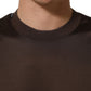 Brown Silk Crew Neck Short Sleeves T-shirt
