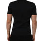 Dark Blue Cotton V-Neck Short Sleeve T-shirt