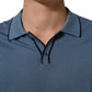 Blue Cotton Collared Short Sleeves T-shirt
