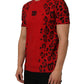 Red Leopard Print Short Sleeved Men T-shirt