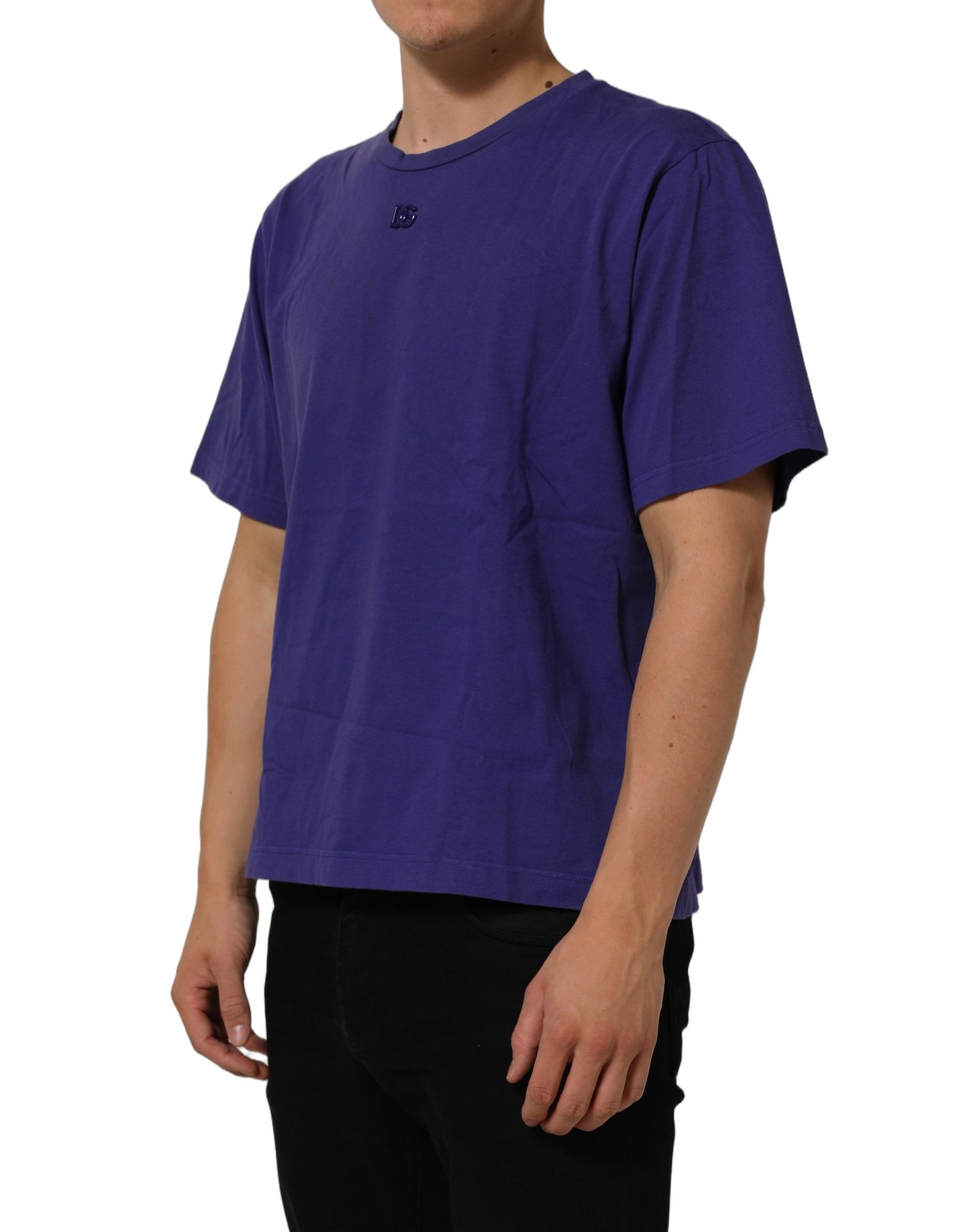 Violet Cotton Crew Neck Short Sleeve T-shirt