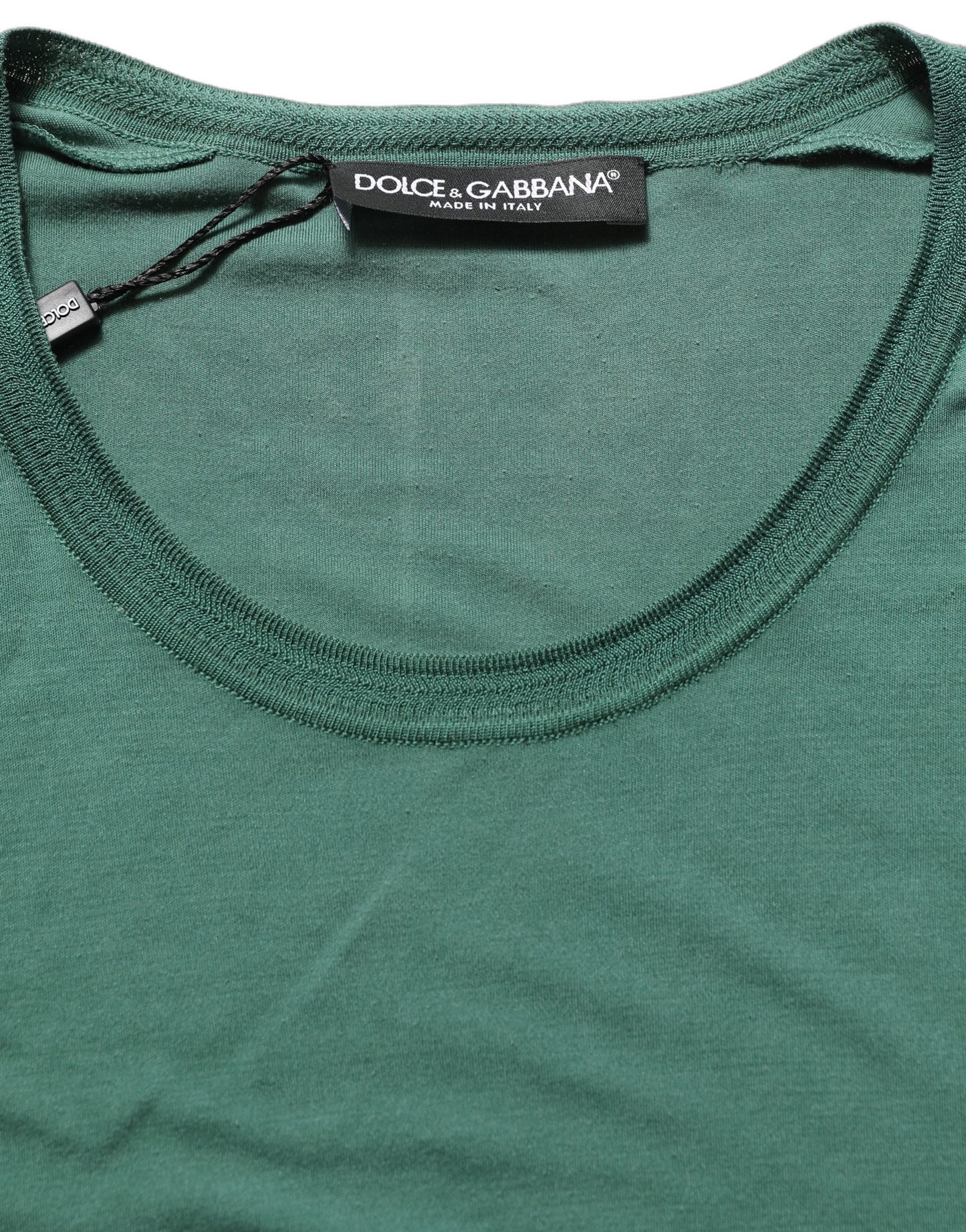 Green Silk Crew Neck Short Sleeves T-shirt