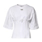 White Cotton Blend Corset Style Blouse Top