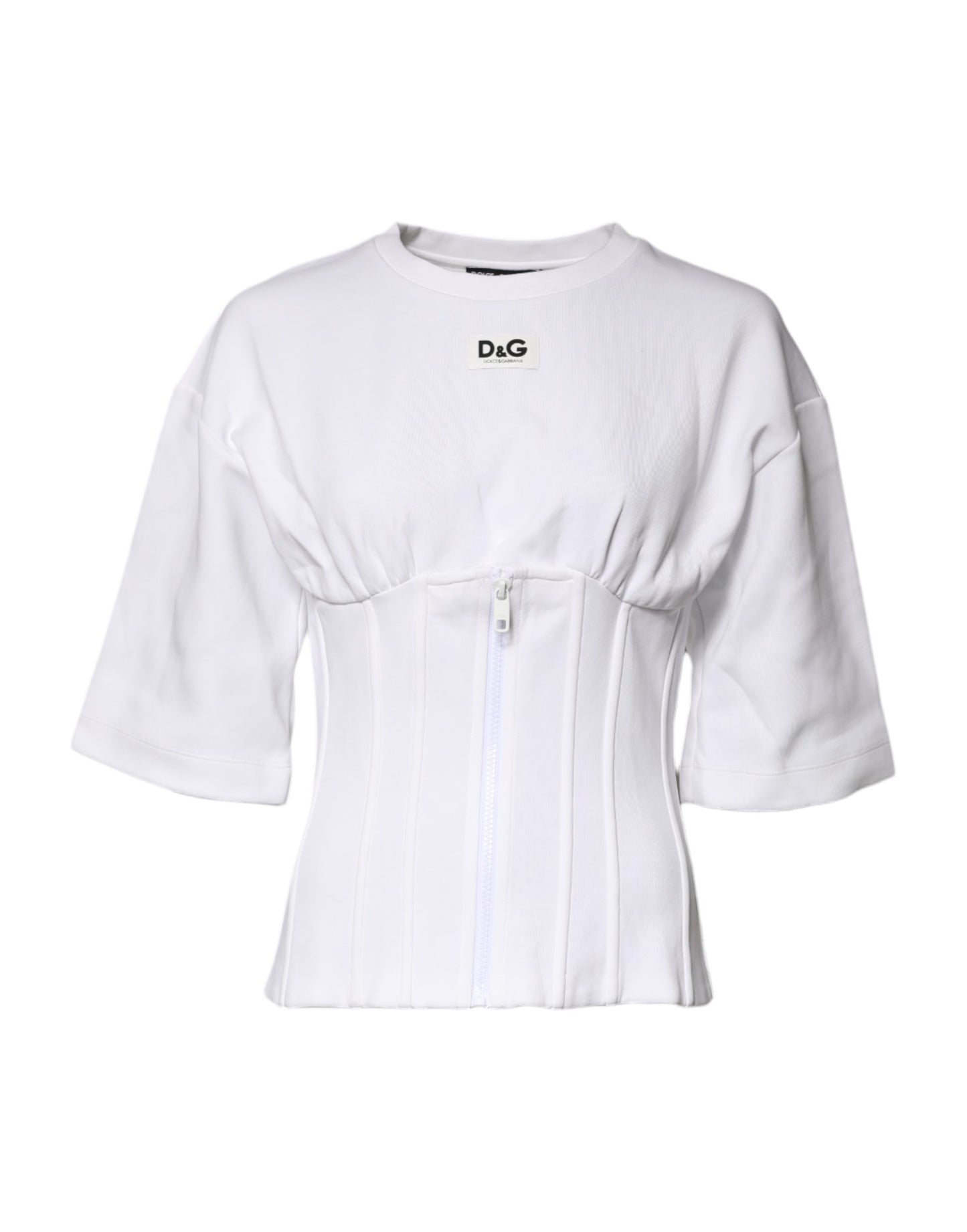 White Cotton Blend Corset Style Blouse Top