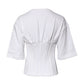 White Cotton Blend Corset Style Blouse Top