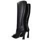 Black Leather High Heel Boots