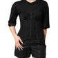 Black Cotton Short Sleeve Bustier T-shirt Top
