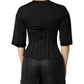 Black Cotton Short Sleeve Bustier T-shirt Top