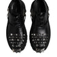 Black Studded Leather Hi-Trekking Derby Men Shoes